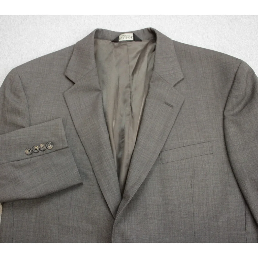 Jos A Bank Suit‎ Mens Size 44R Brown Micro Check 100% Wool 2 Piece 38 x 26 Pants